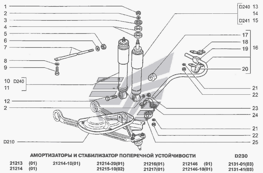 Схема ходовой части нивы 21214