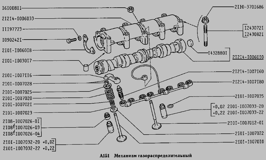 Схема затяжки распредвала нива 21214