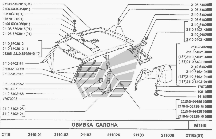 Схема кузовные детали ваз 2110