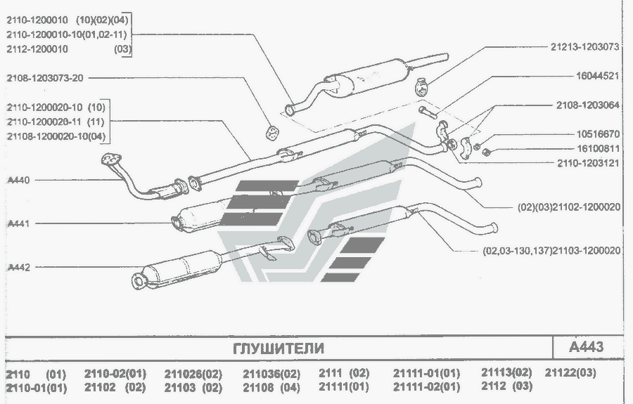 Выхлопная система 2111 схема