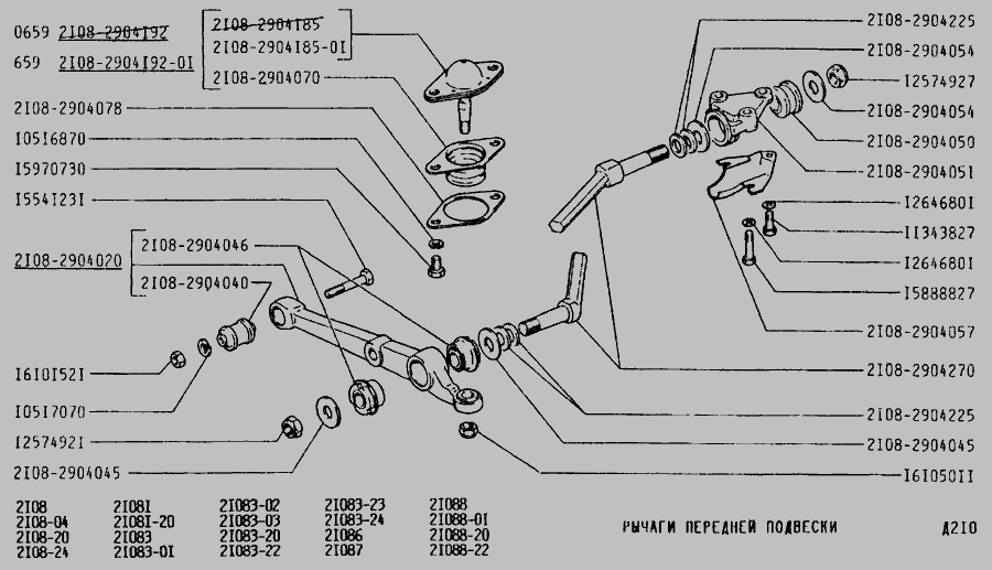 Схема передней подвески ваз 2108
