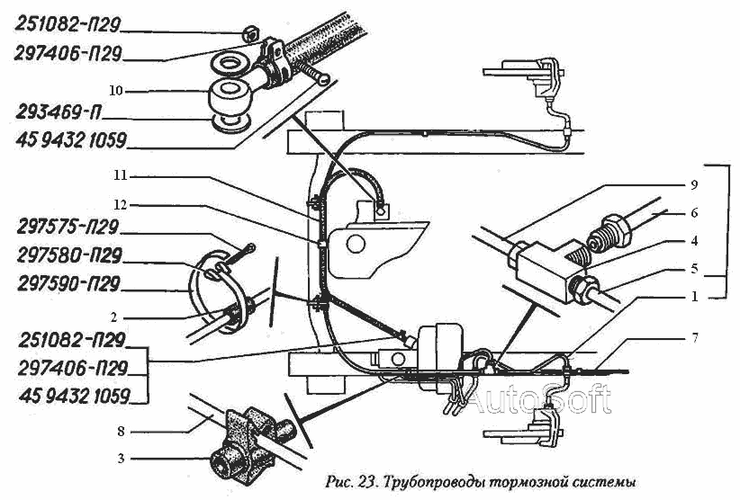 Схема тормозных трубок газ 3302