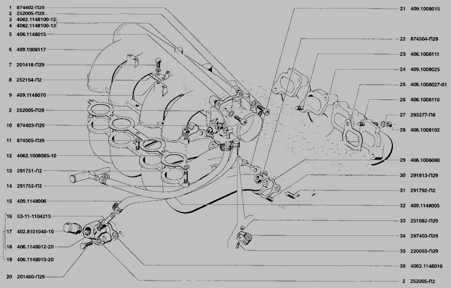 Схема впускного коллектора змз 406 карбюратор