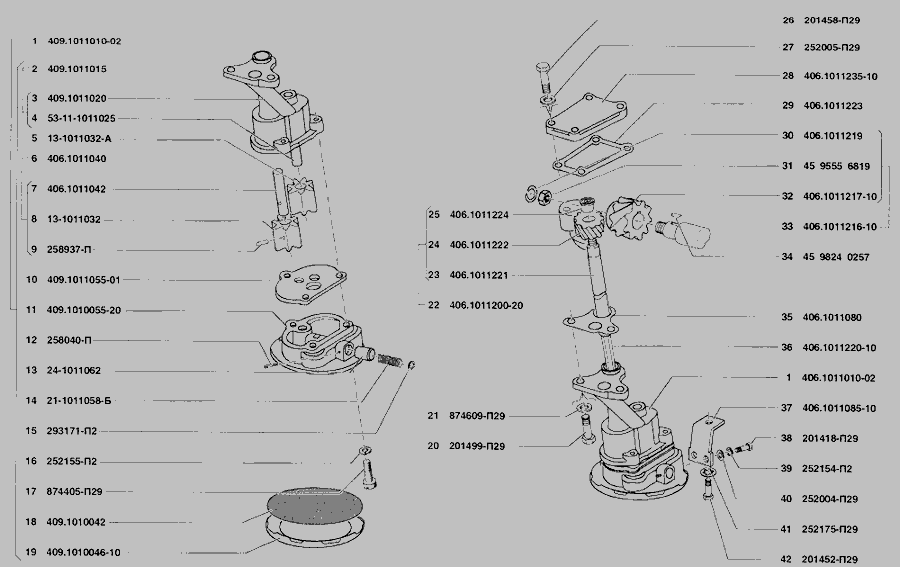 Привод масляного насоса 406 схема