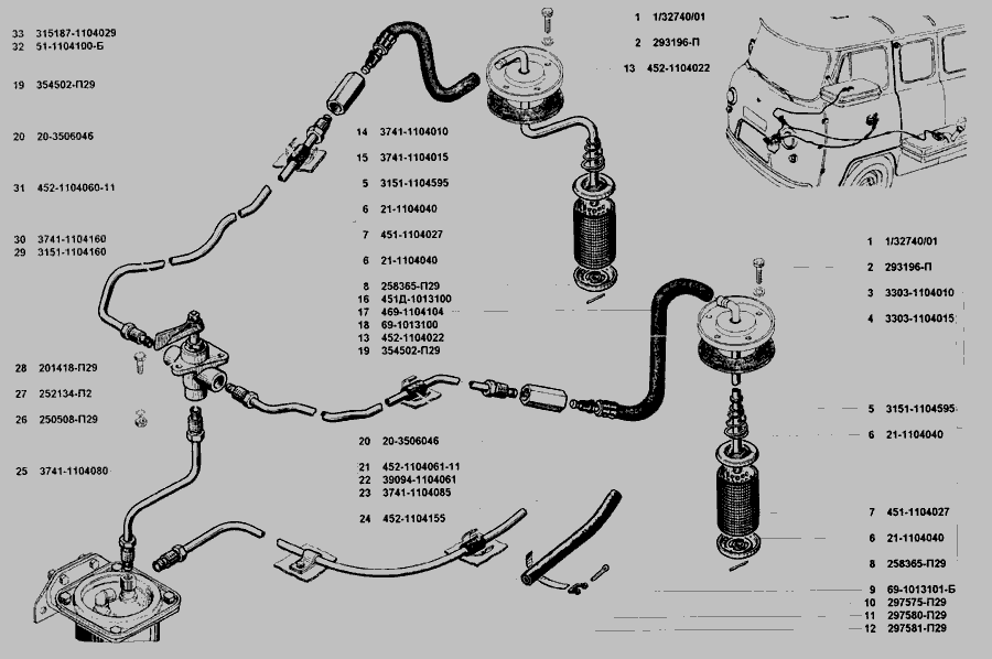 Уаз буханка топливная система схема