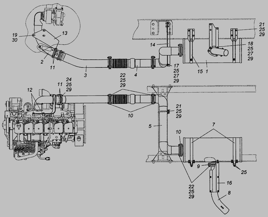 Выхлопная система камаз евро 1 схема