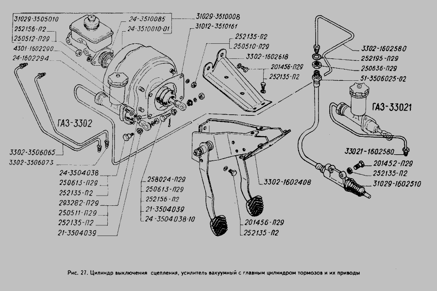 Главный цилиндр сцепления газ 3302 схема