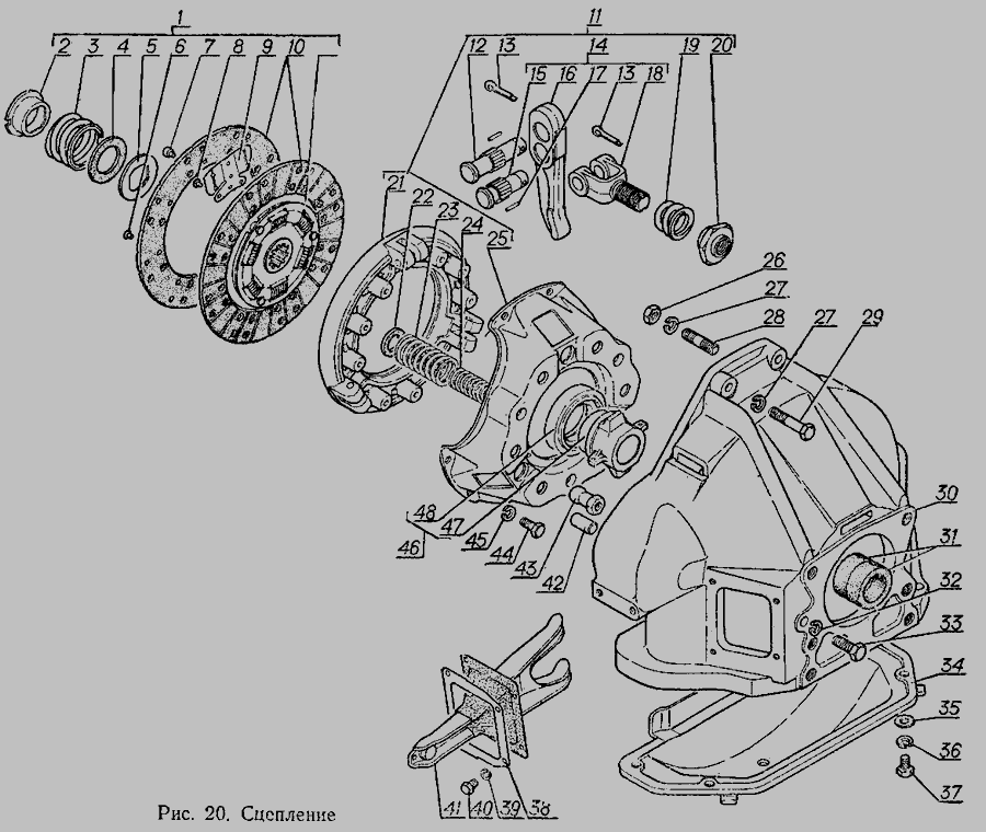 Сцепление газ 3307 чертеж